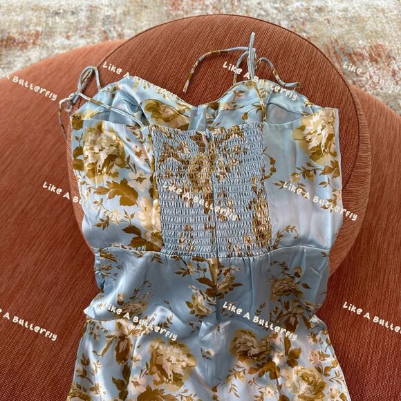 Reformation Marguerite Silk Dress in Heavenly Blue - Picture 7 of 11